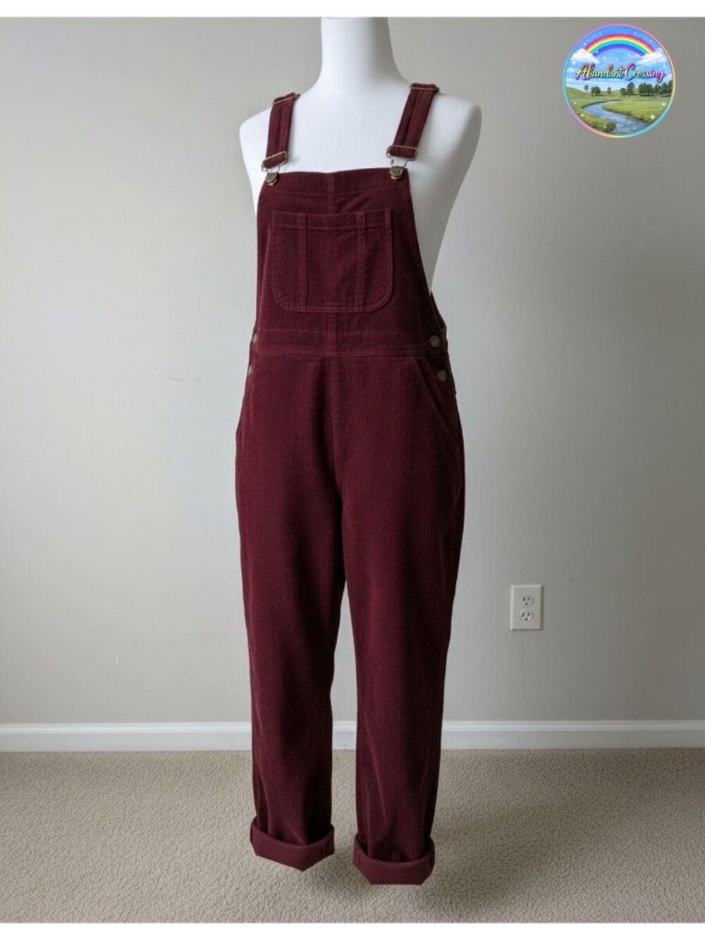 Corduroy Overalls Loose Fit Adjustable Strap Wide Leg Bib Jumpsuit Pockets